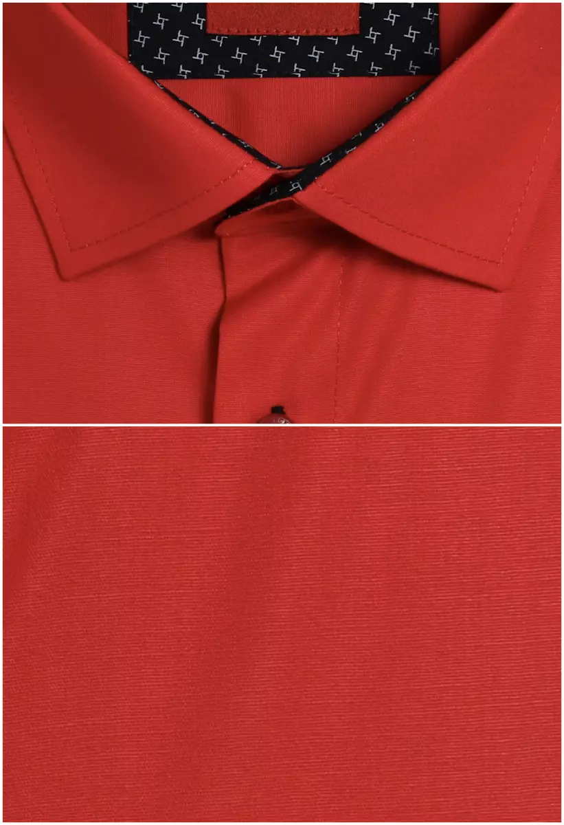 červená košile s tmavými doplňky