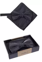set motýlek a kapesníček černošedý vzor