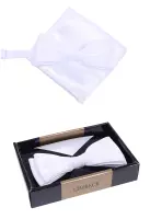 set motýlek a kapesníček bílý jednobarevný