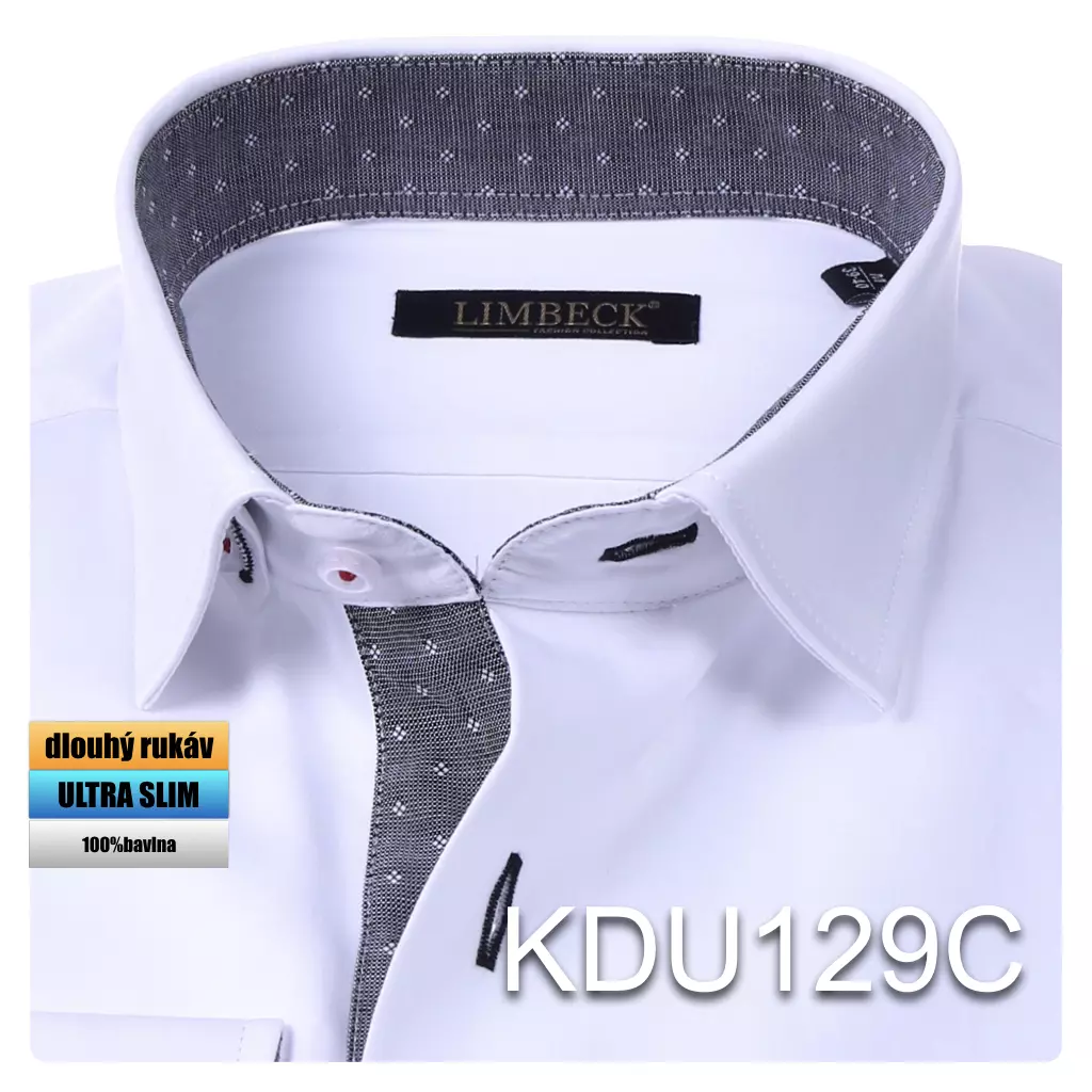 bílá košile s šedými doplňky