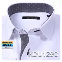 bílá košile s šedými doplňky