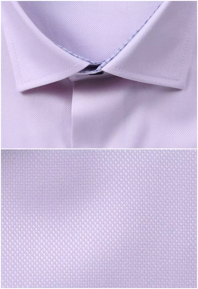 růžová košile s modrými doplňky