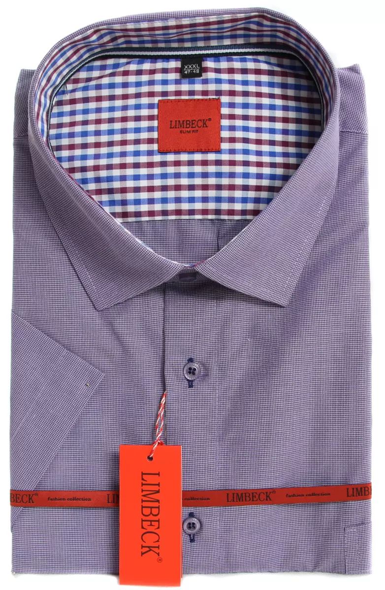 košile fialová, vzor v límci