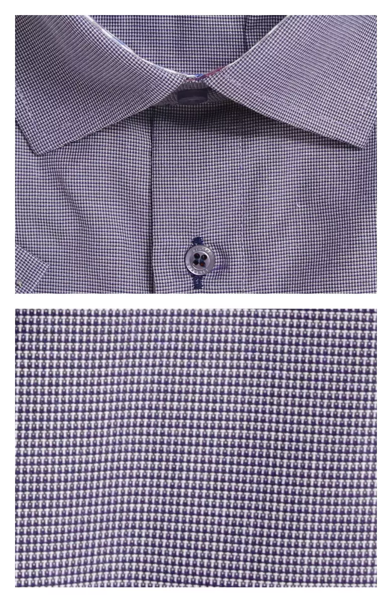 košile fialová, vzor v límci
