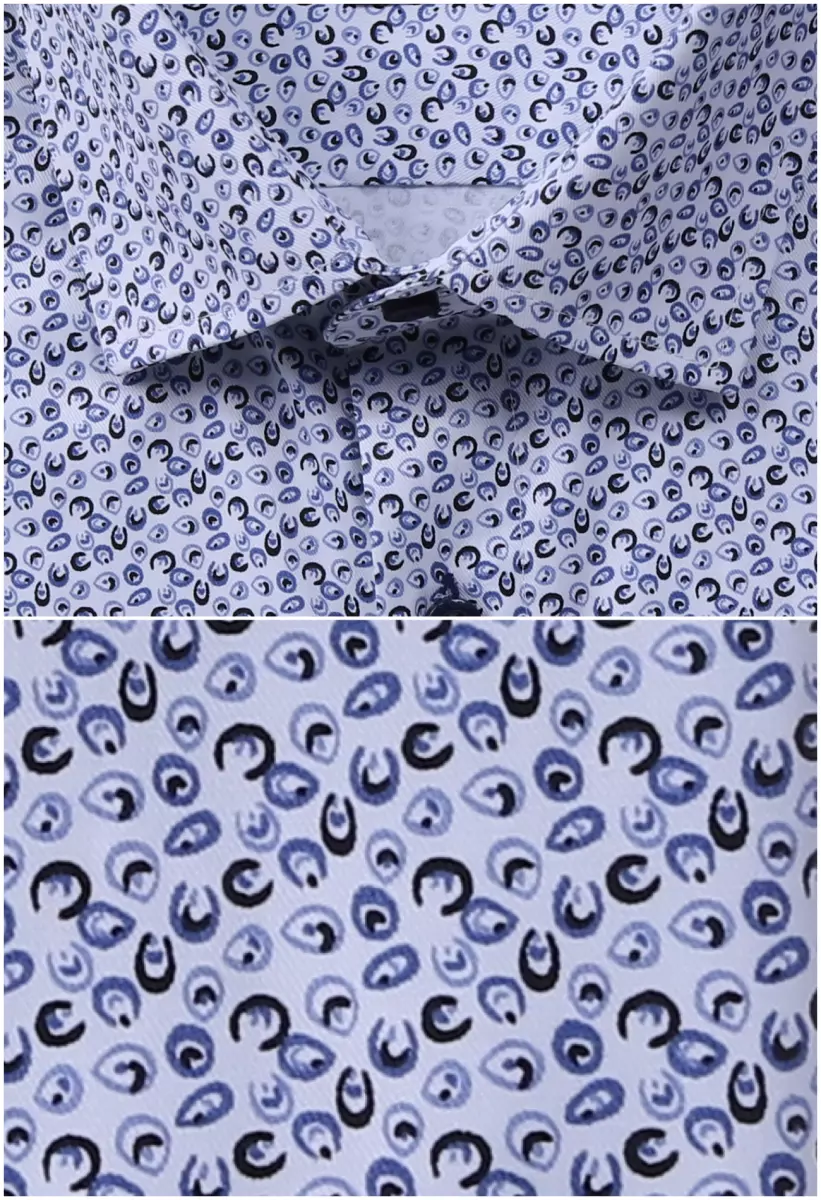 modrá košile se zajímavým vzorem