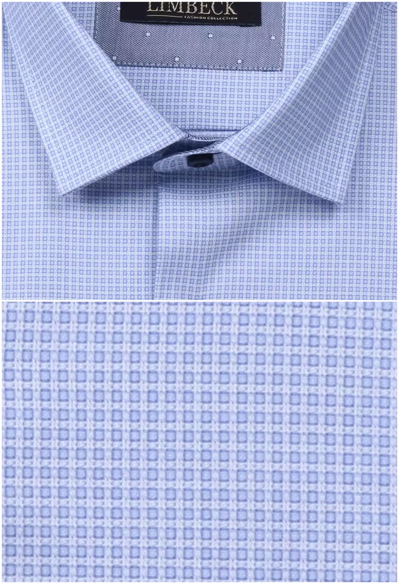 světle modrá košile s texturou a zajímavými doplňky