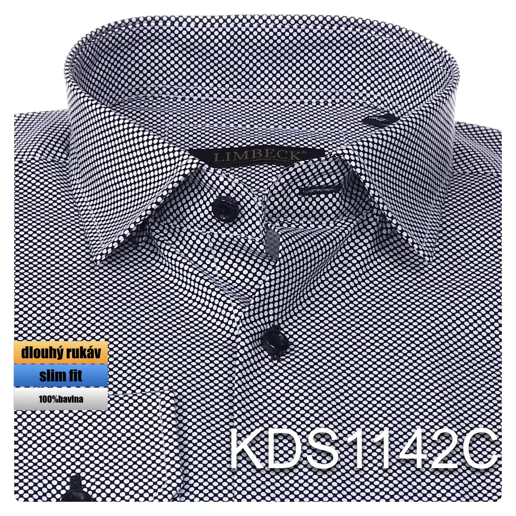 jemná bílo-černá košile s puntíkem