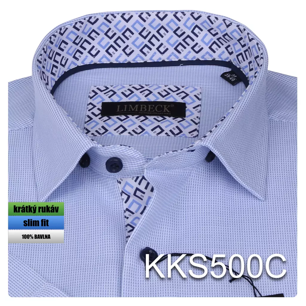 modrá košile se zajímavými doplňky