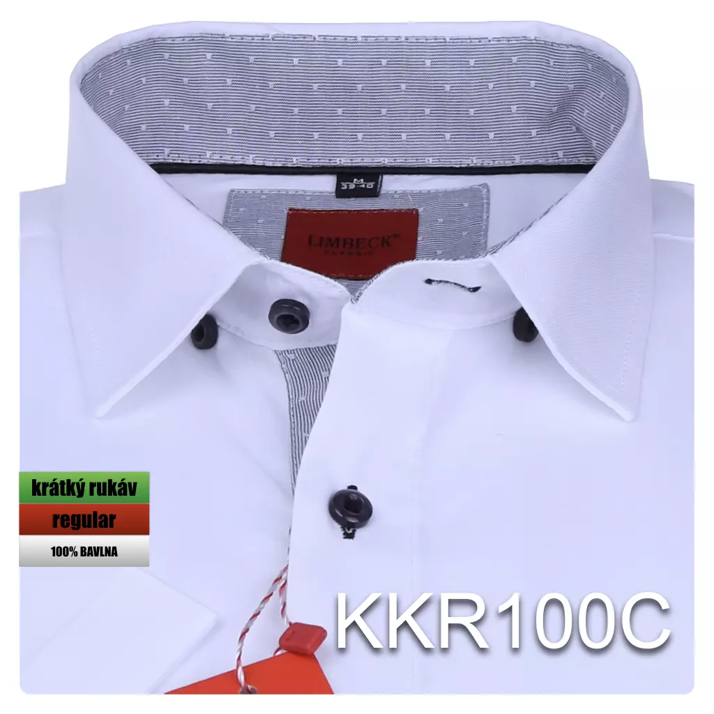 bílá košile se šedými doplňky