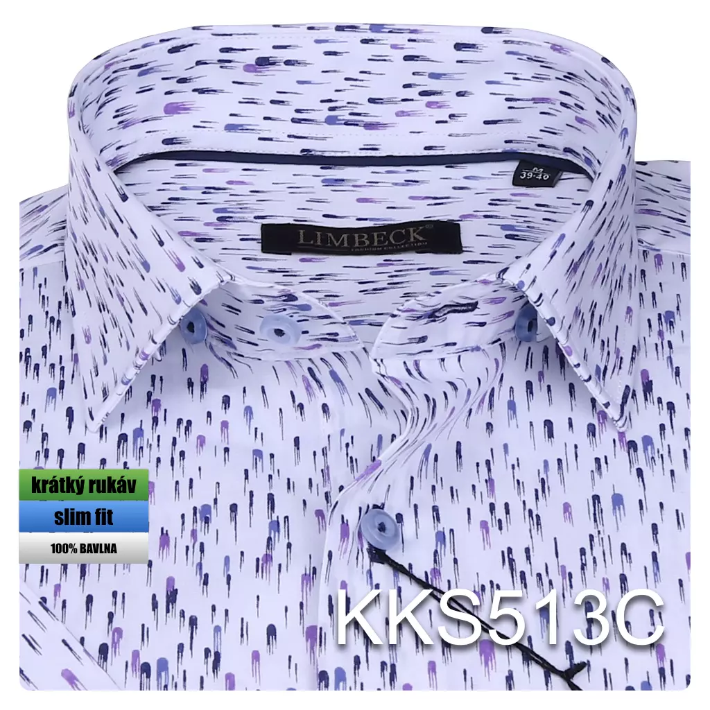 bílofialová košile se zajímavým vzorem