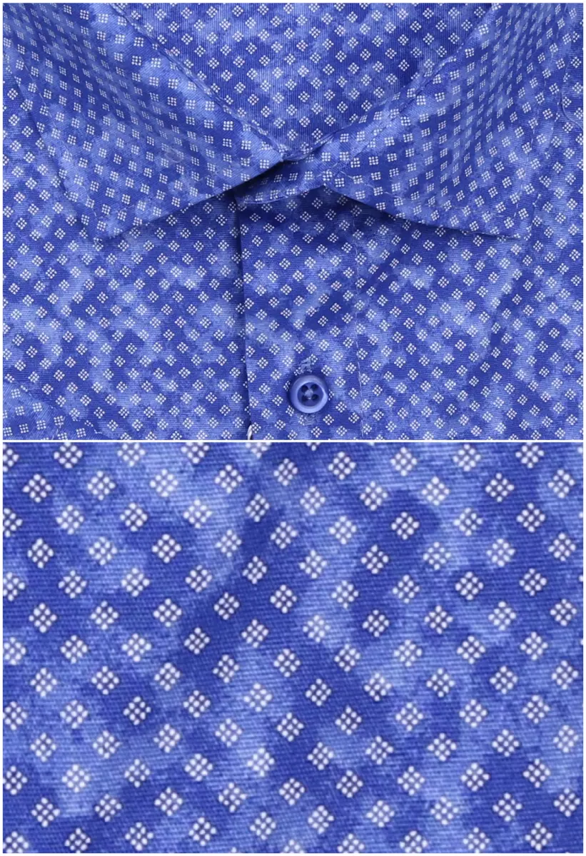 azurově modrá košile s pěkným vzorem