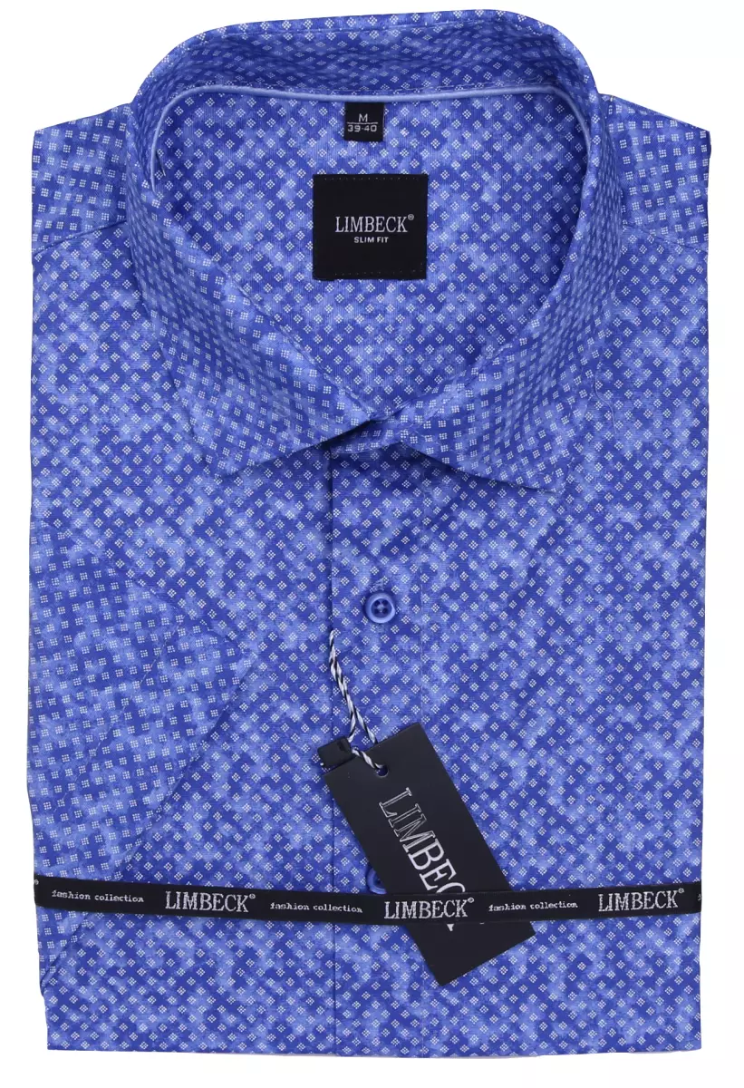 azurově modrá košile s pěkným vzorem