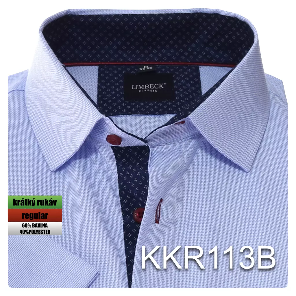 modrá košile s tmavými doplňky