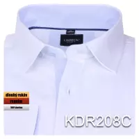 bílá košile s texturou a drobnými modrými doplňky