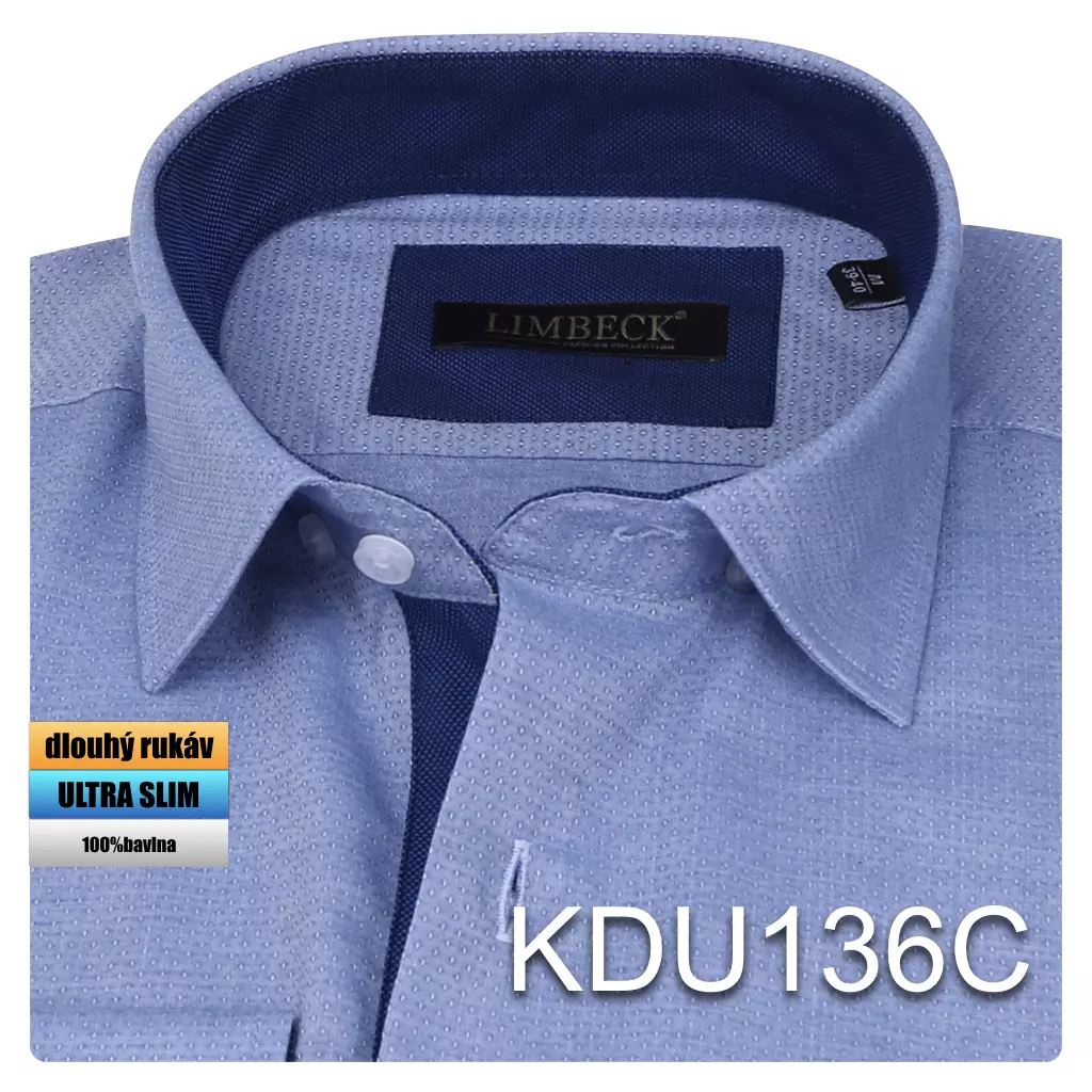 modrá košile s modrými doplňky