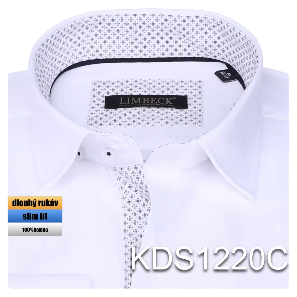 bílá košile s jemnými šedými doplňky
