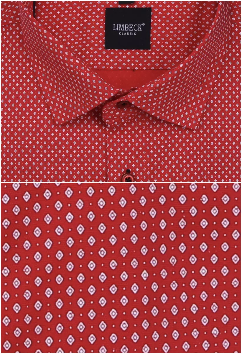 červená košile s jemným vzorem