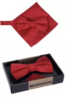 set motýlek a kapesníček červený vzor