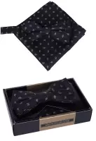 set motýlek a kapesníček černý vzor