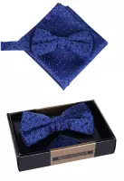 set motýlek a kapesníček modrý azurový vzor