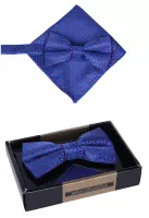 set motýlek a kapesníček modrý vzor