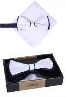 set jednobarevný bílomodrý motýlek a bílý kapesníček