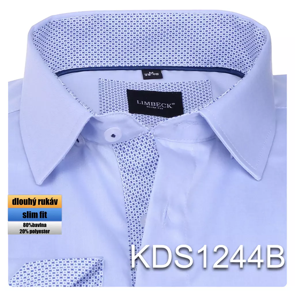 modrá košile s modrými doplňky