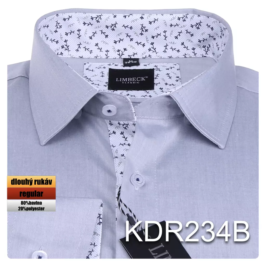 světle šedá košile s doplňky