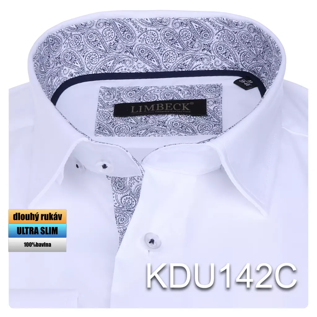 bílá košile s jemným doplňky vzor paisley