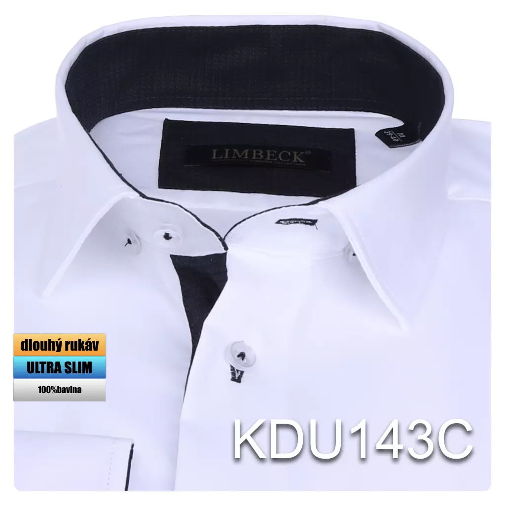 bílá košile s černými doplňky