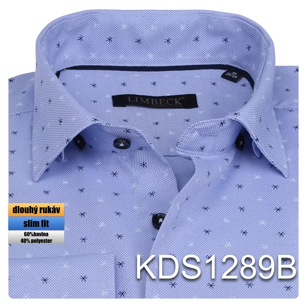 modrá košile se vzorem