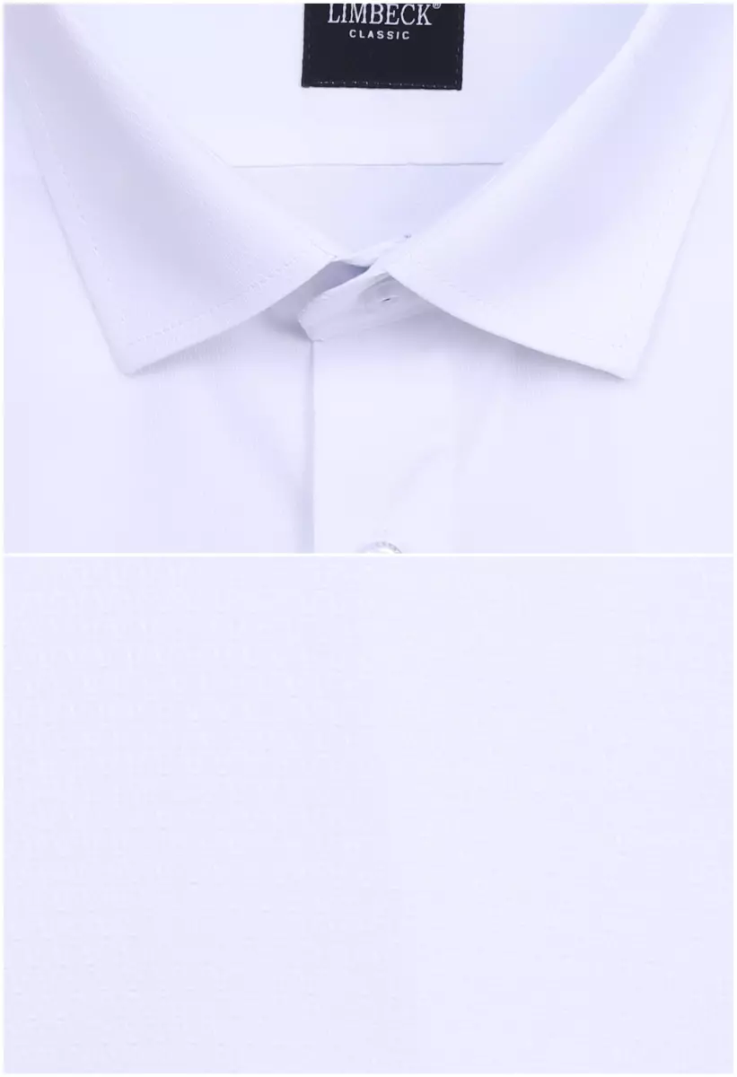 bílá košile s modrým decentním pruhem v límci