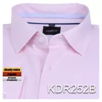 růžová košile s modrým pruhem v límci