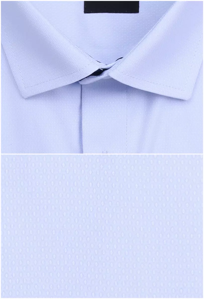 modrá košile se strukturou a páskem v límci