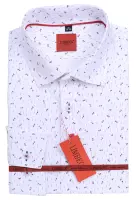 bílá košile s červeno modrým vzorem