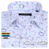 bílá košile s nepravidelným modrým vzorem