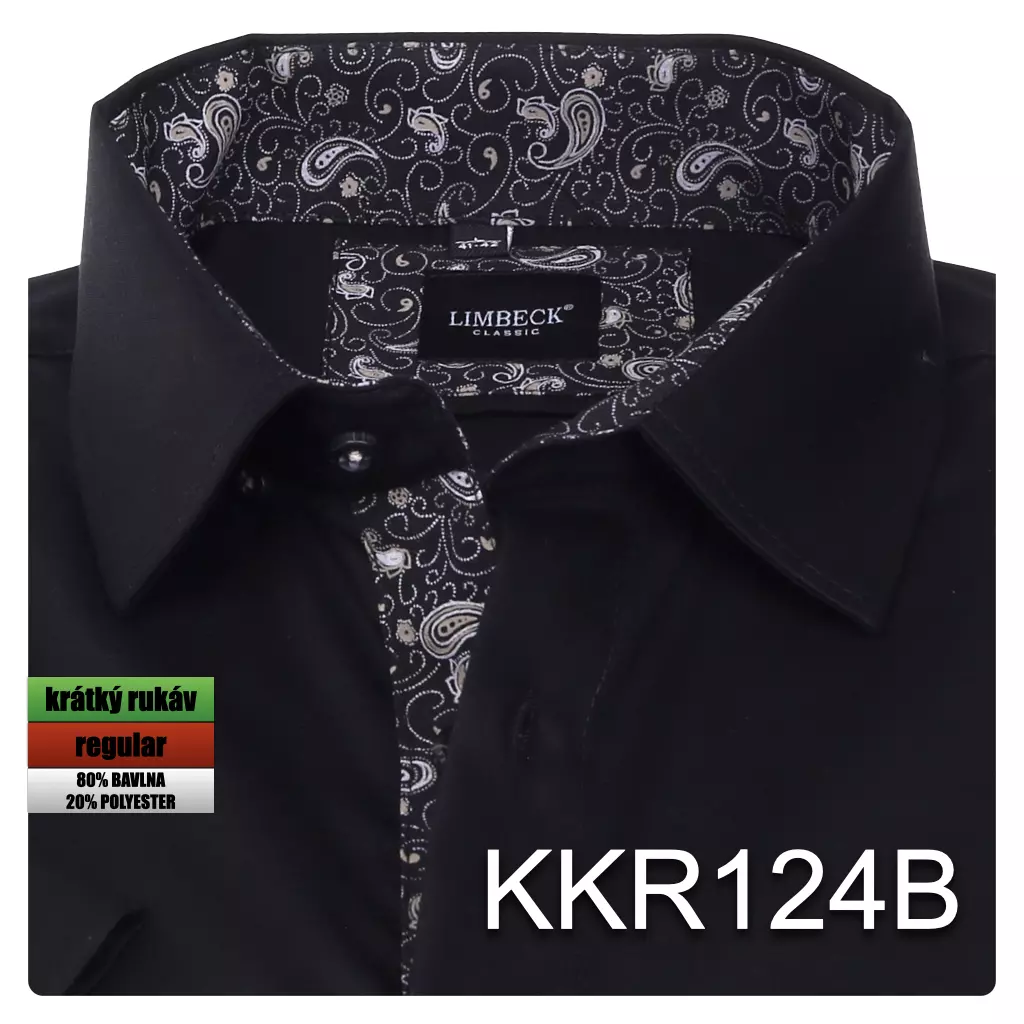 černá košile s výraznými doplňky