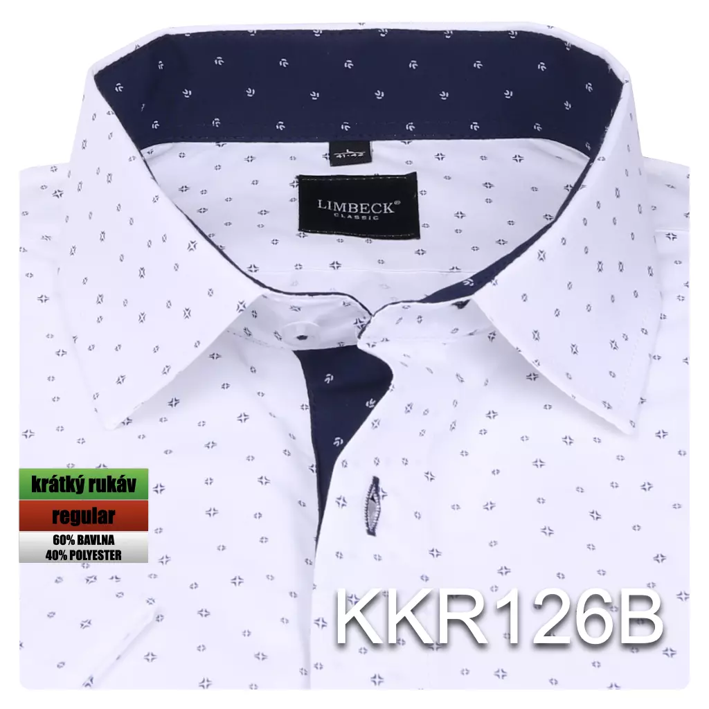 bílá košile s drobným vzorem