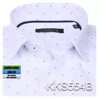 bílá košile s modrými doplňky