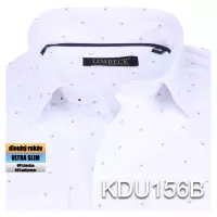 bílá košile s modrými doplňky