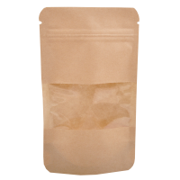 Uzaviratelný ZIP sáček Doypack | papír hnědý | s okénkem - 250 ml