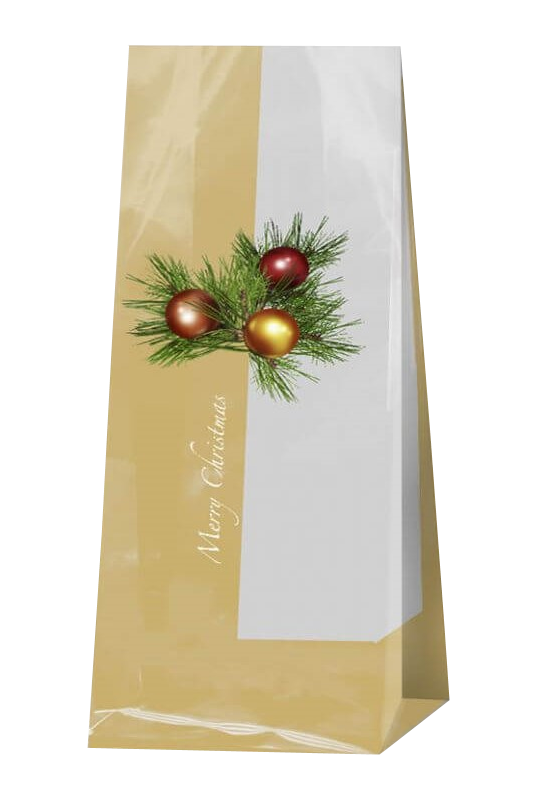 Sáček BOPP 100x320+60 boční záložka, potisk Merry christmas