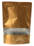 Uzaviratelný ZIP sáček Doypack | lesklý zlatý | s okénkem