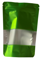 Uzaviratelný ZIP sáček Doypack | lesklý zelený | s okénkem - 350 ml