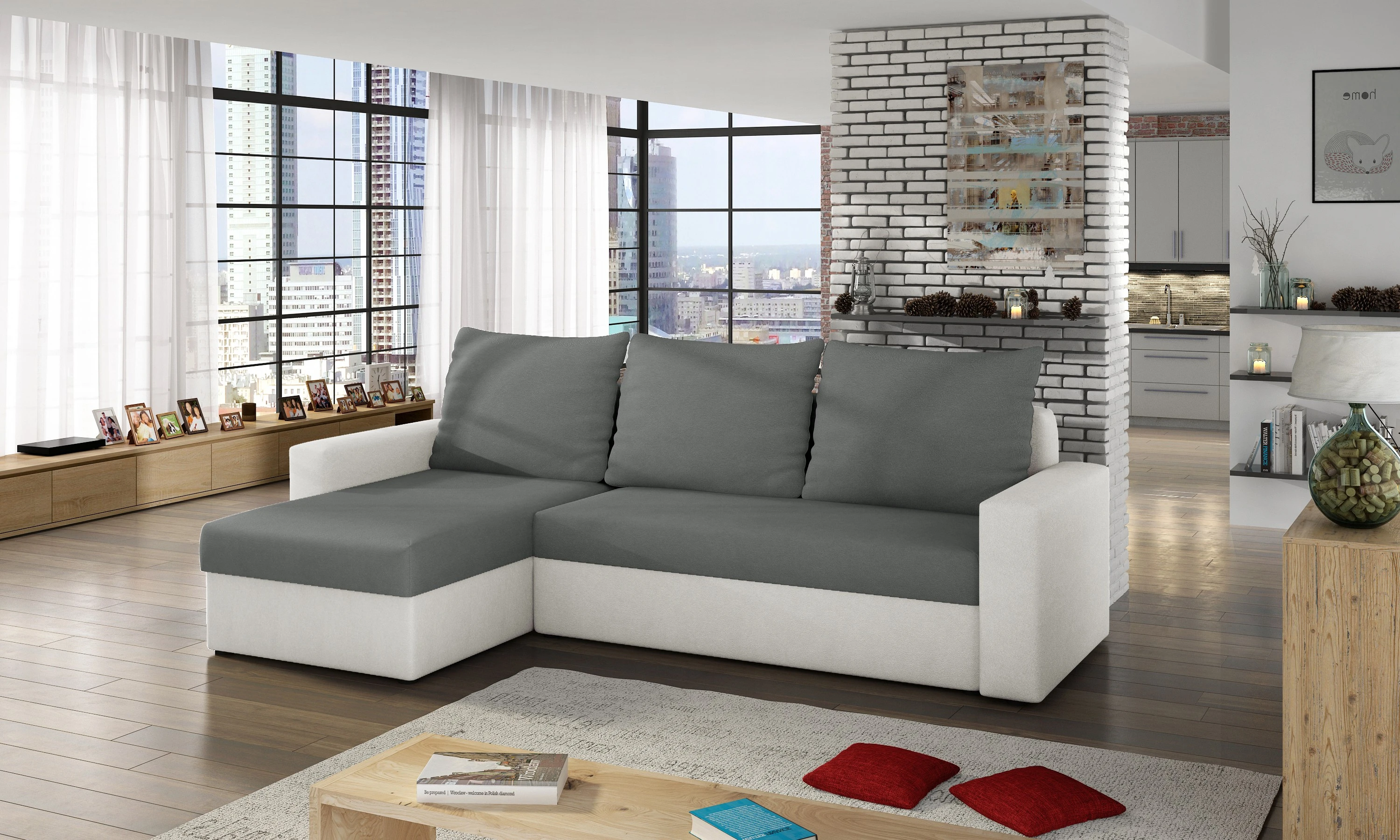 sivá / biela (látka - liv13)