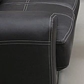 čierna koženka + biela niť