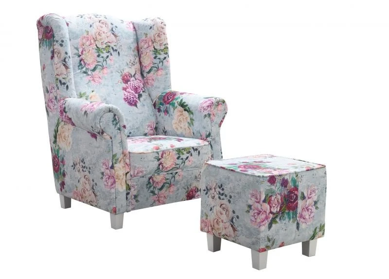 vzor růže modrá / růžová / bílá (3995/102)