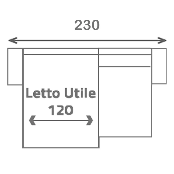 š_120 (CARLOTTA_2 Posti letto Maxi + Penisola Reversibile Media Contenitore)
