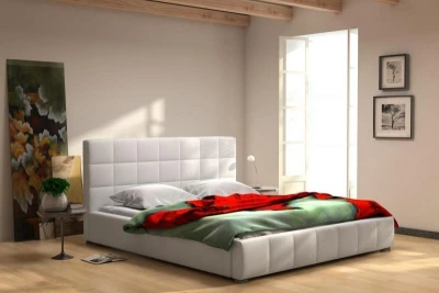 Čalúnená posteľ Chester, biela, čalúnené, 200x180