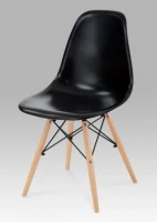 Jedálenská stolička, plast čierny / masív buk